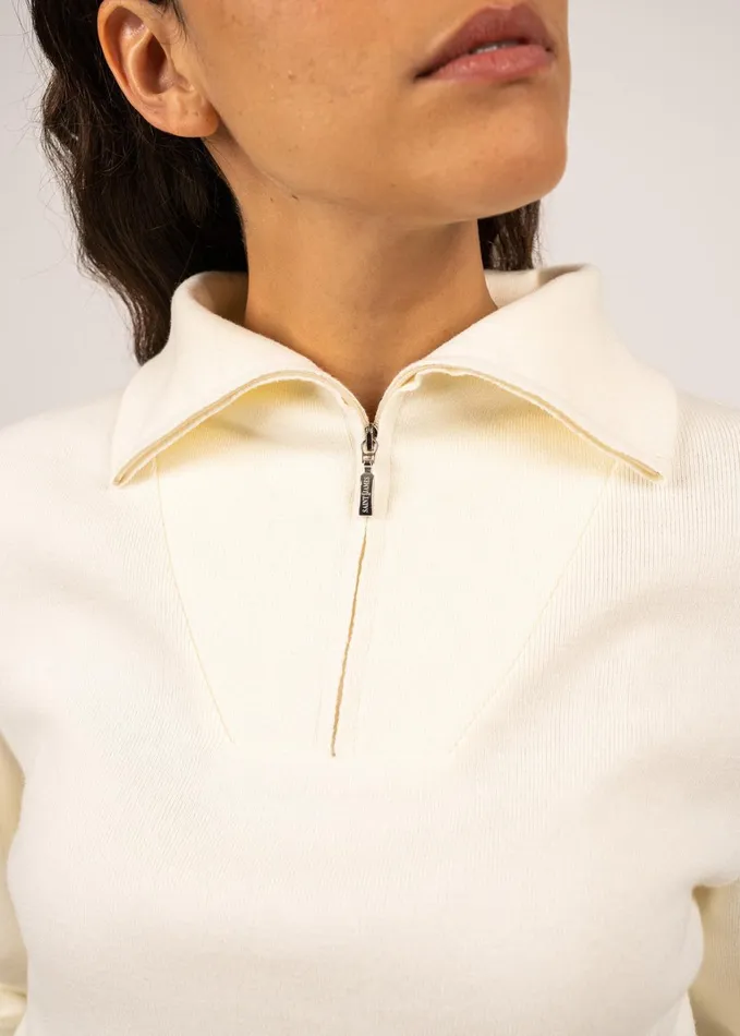 Passerelle Cotton Trucker Sweater Ivory Women Saint James Breton Sweaters