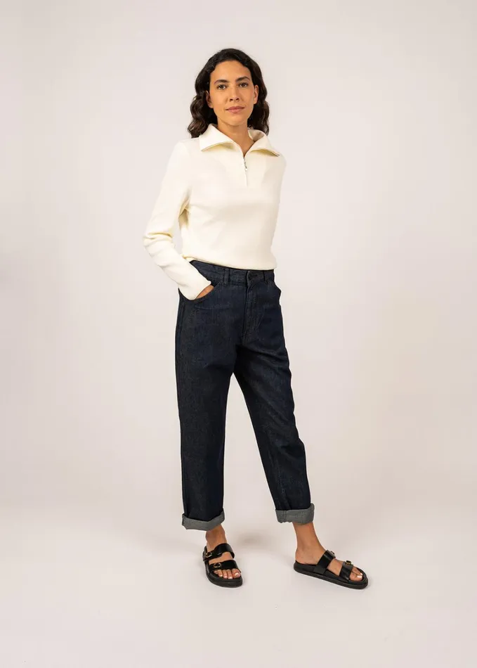 Passerelle Cotton Trucker Sweater Ivory Women Saint James Sweaters Cardigans and Jackets Passerelle Cotton Trucker Sweater Ivory Women Saint James Sweaters Cardigans and Jackets