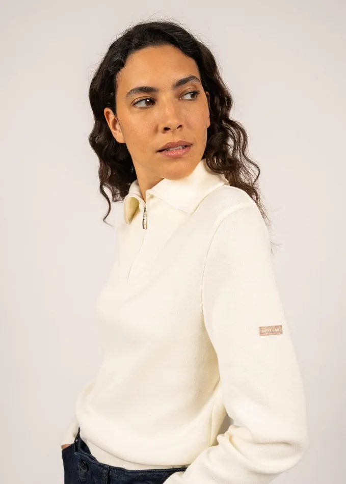 Passerelle Cotton Trucker Sweater Ivory Women Saint James Sweaters Cardigans and Jackets