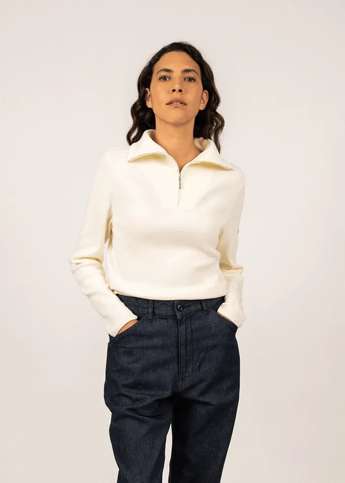 Passerelle Cotton Trucker Sweater Ivory Women Saint James Sweaters Cardigans and Jackets