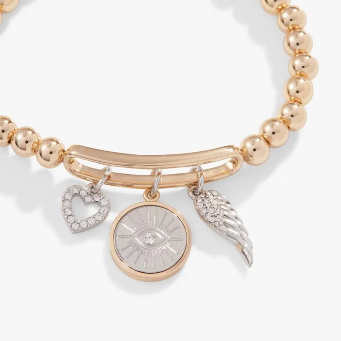Pav Evil Eye Stretch Bracelet Shiny Gold Women Alex And Ani Strength Protection