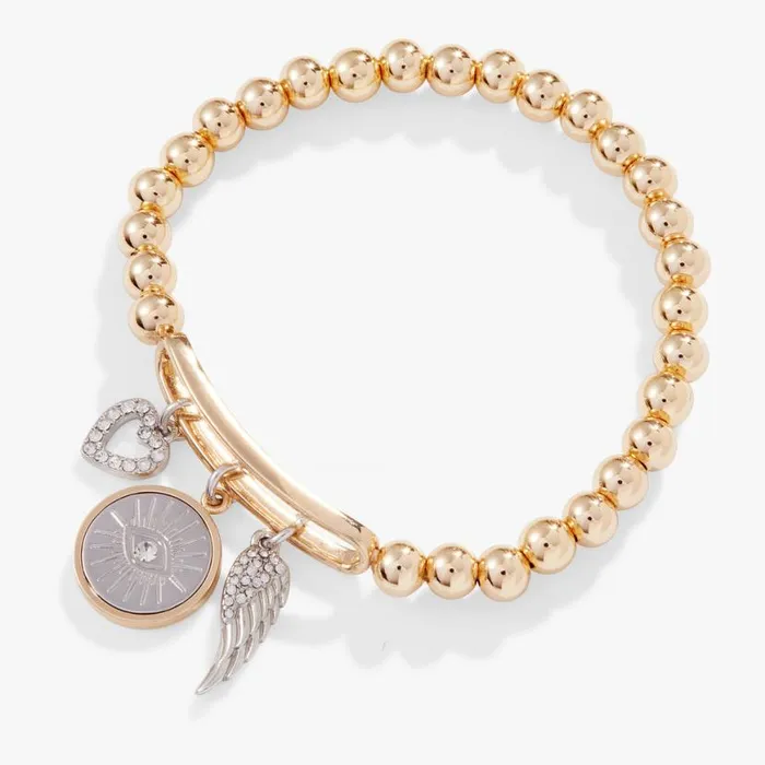 Pav Evil Eye Stretch Bracelet Shiny Gold Women Alex And Ani Strength Protection