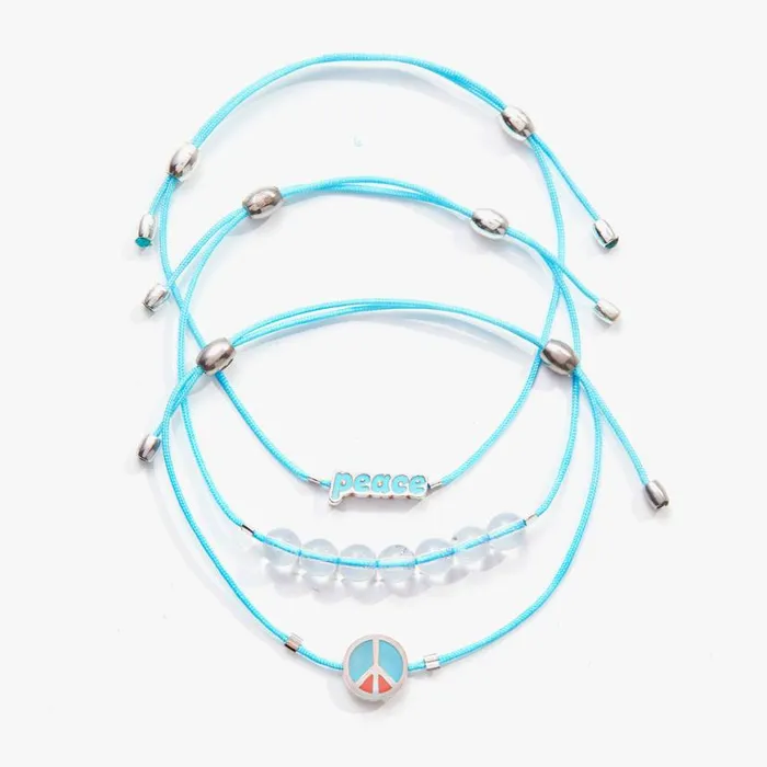 Peace Cord Bracelets Set Of 3 Shiny Silver Women Alex And Ani Jewelry Sets