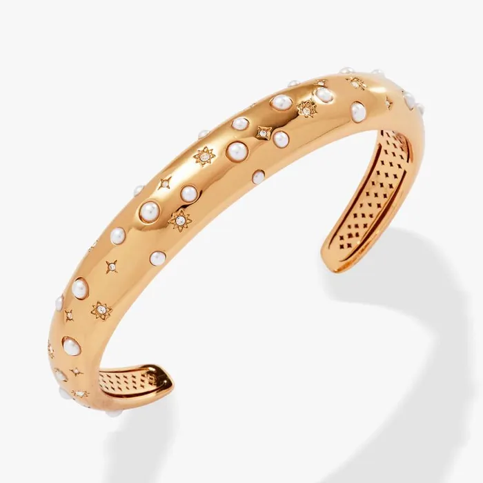 Pearl And Crystal Cuff Bracelet Gold Women Alex And Ani Bracelets