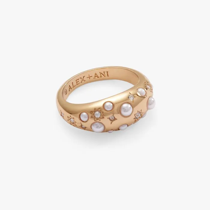 Pearl And Crystal Ring Gold Women Alex And Ani Rings