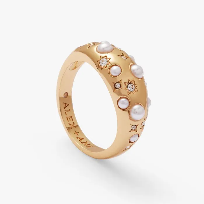 Pearl And Crystal Ring Gold Women Alex And Ani Rings Pearl And Crystal Ring Gold Women Alex And Ani Rings