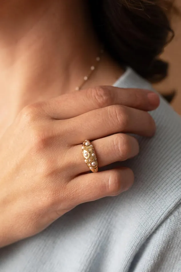 Pearl And Crystal Ring Gold Women Alex And Ani Rings Pearl And Crystal Ring Gold Women Alex And Ani Rings