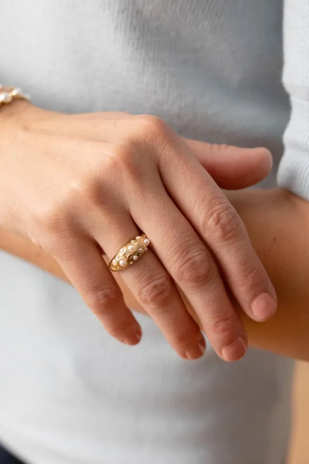 Pearl And Crystal Ring Gold Women Alex And Ani Rings Pearl And Crystal Ring Gold Women Alex And Ani Rings
