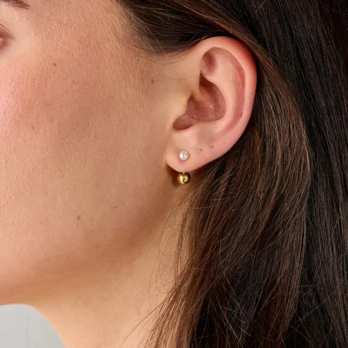 Pearl Hoop Daisy Stud Earrings Set Of 3 Gold Women Alex And Ani Earrings