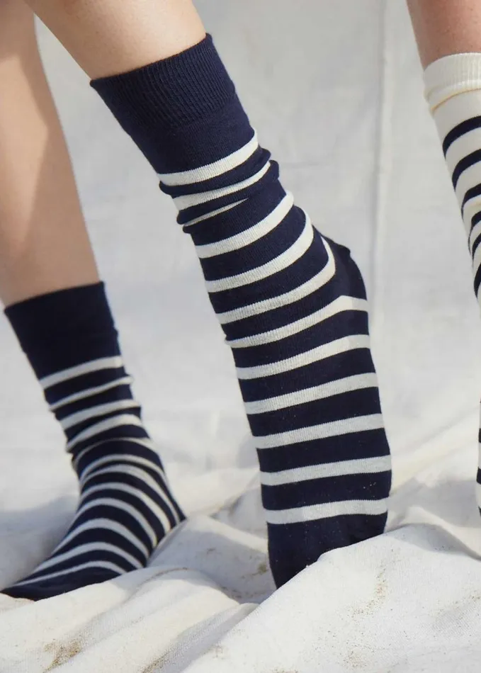Pieds Rayes Striped Socks Navyecru Men Saint James