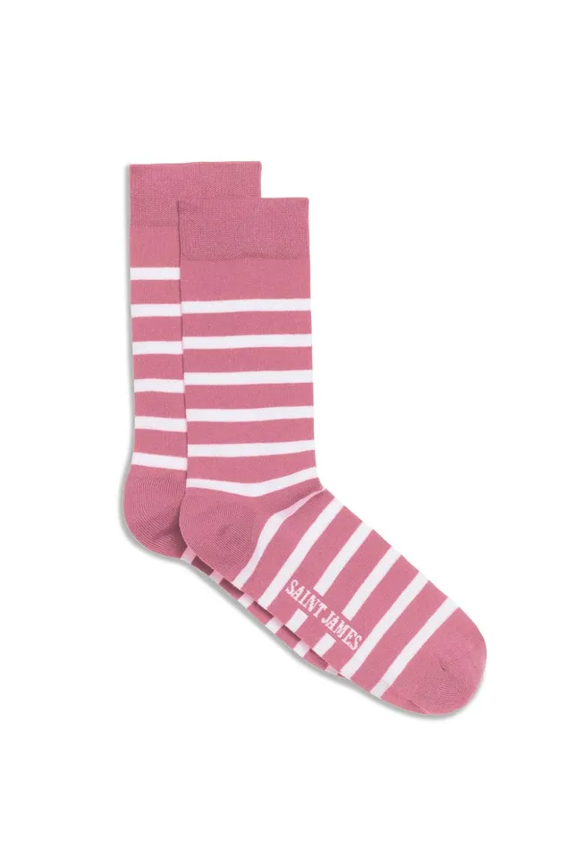 Pieds Rayes Striped Socks Pinkivory Men Saint James