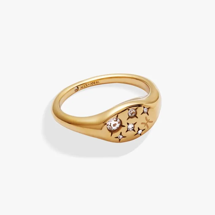 Pisces Zodiac Ring Stainless Steel Gold Women Alex And Ani Rings