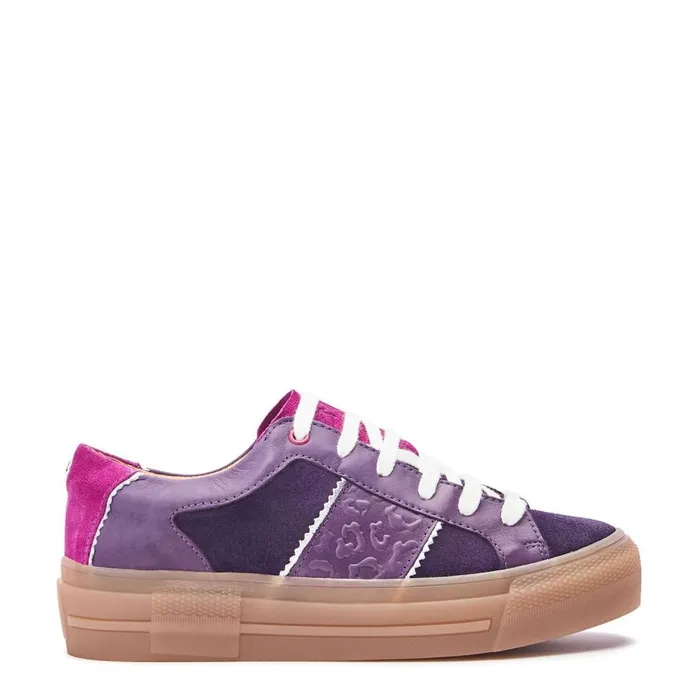 Platform Trainers Women Moda In Pelle Amande Purple Suede