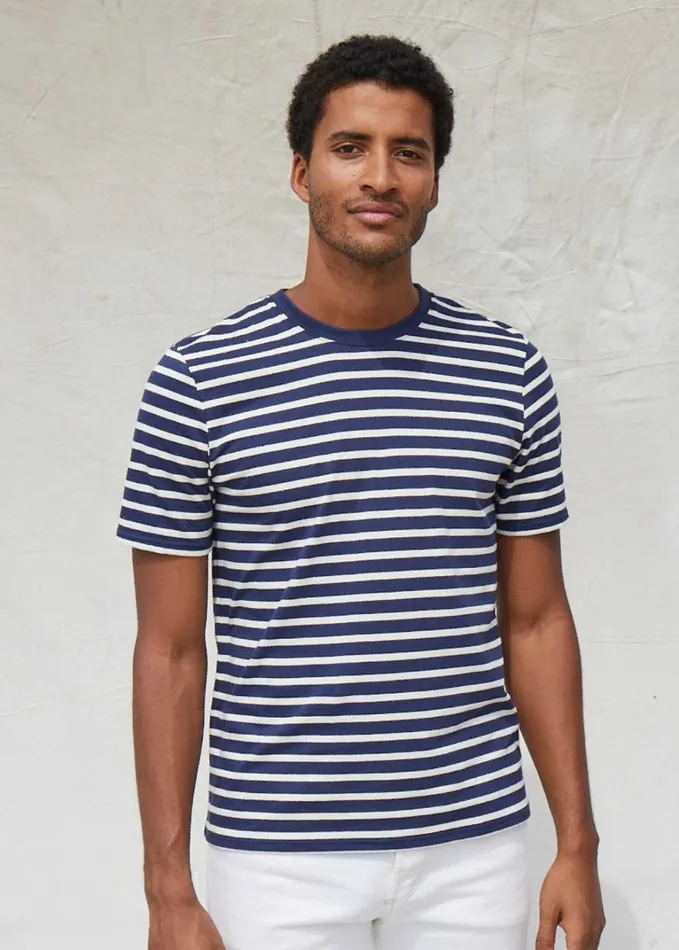 Plouider Breton TShirt Crew Neck 100 Cotton Navyecru Men Saint James Breton Striped Shirts Plouider Breton TShirt Crew Neck 100 Cotton Navyecru Men Saint James Breton Striped Shirts