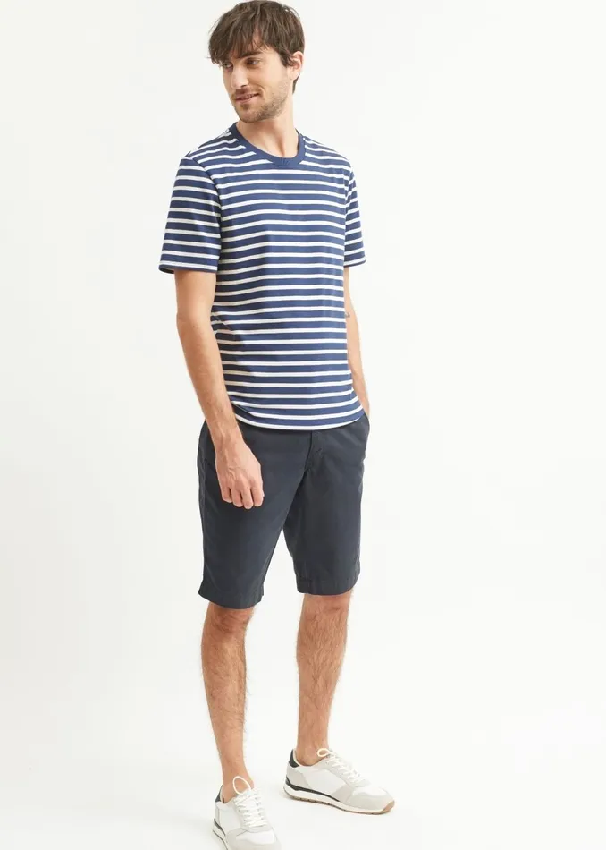 Plouider Breton TShirt Crew Neck 100 Cotton Navyecru Men Saint James Breton Striped Shirts