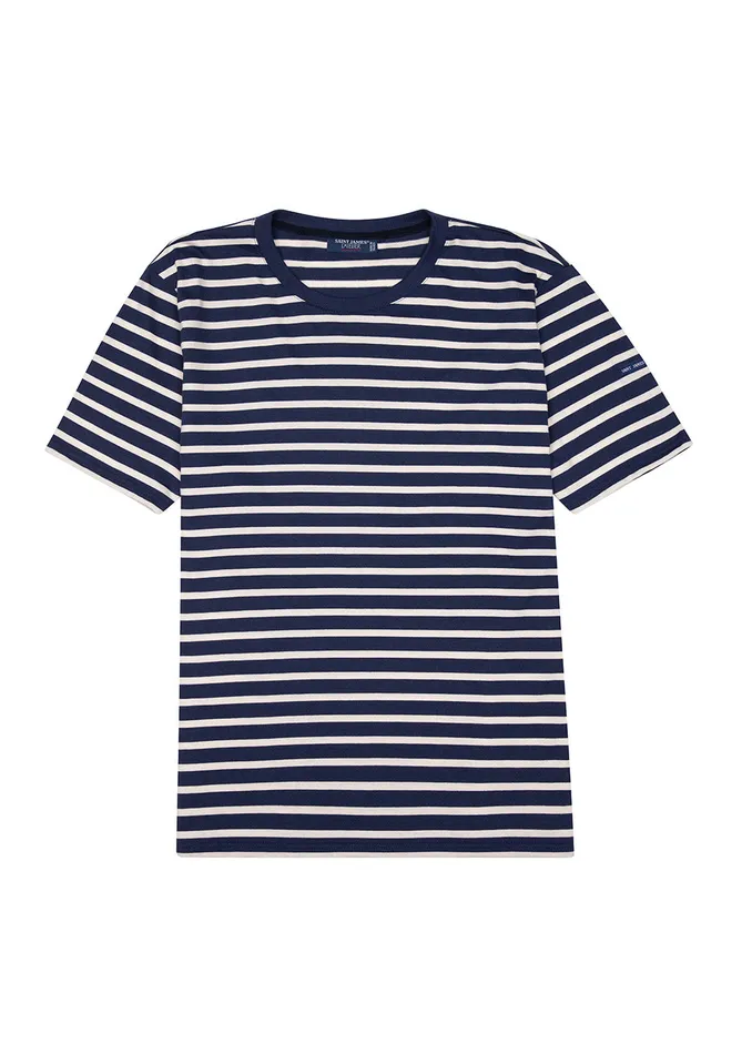 Plouider Breton TShirt Crew Neck 100 Cotton Navyecru Men Saint James Breton Striped Shirts