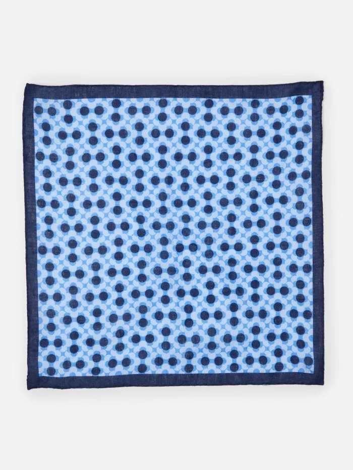 Pocket Squares Men JMcLaughlin Linen Pocket Square In Floral Navyblue Pocket Squares Men JMcLaughlin Linen Pocket Square In Floral Navyblue