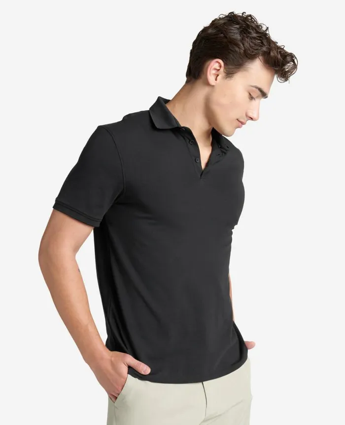 Polos and TShirts Men Kenneth Cole Solid Button Placket Polo Black
