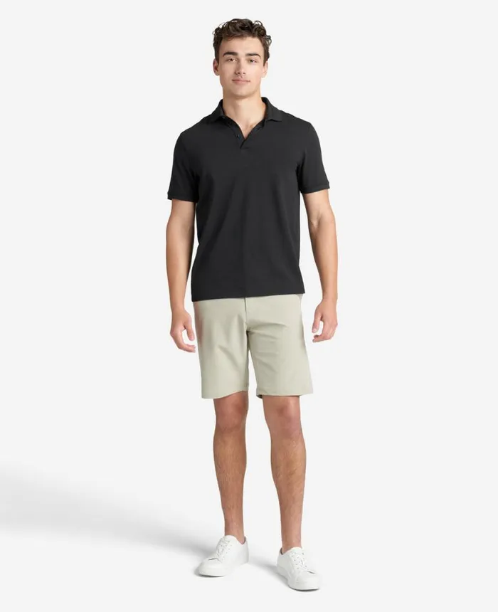 Polos and TShirts Men Kenneth Cole Solid Button Placket Polo Black Polos and TShirts Men Kenneth Cole Solid Button Placket Polo Black