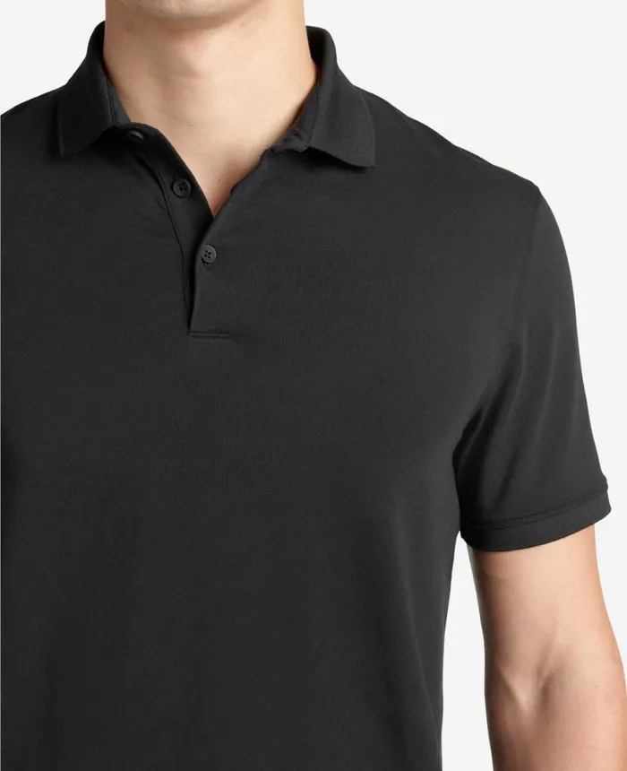 Polos and TShirts Men Kenneth Cole Solid Button Placket Polo Black Polos and TShirts Men Kenneth Cole Solid Button Placket Polo Black