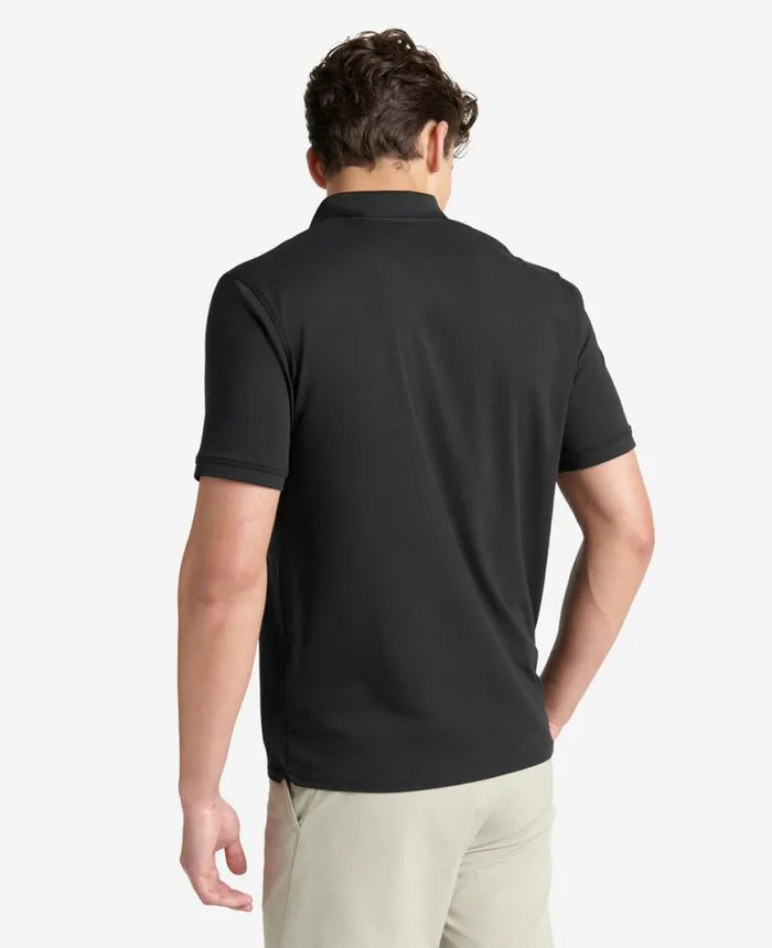 Polos and TShirts Men Kenneth Cole Solid Button Placket Polo Black Polos and TShirts Men Kenneth Cole Solid Button Placket Polo Black