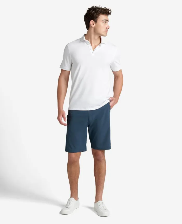 Polos and TShirts Men Kenneth Cole Solid Button Placket Polo White Polos and TShirts Men Kenneth Cole Solid Button Placket Polo White