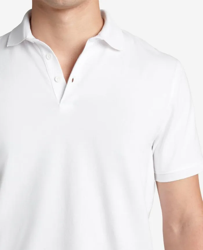 Polos and TShirts Men Kenneth Cole Solid Button Placket Polo White Polos and TShirts Men Kenneth Cole Solid Button Placket Polo White