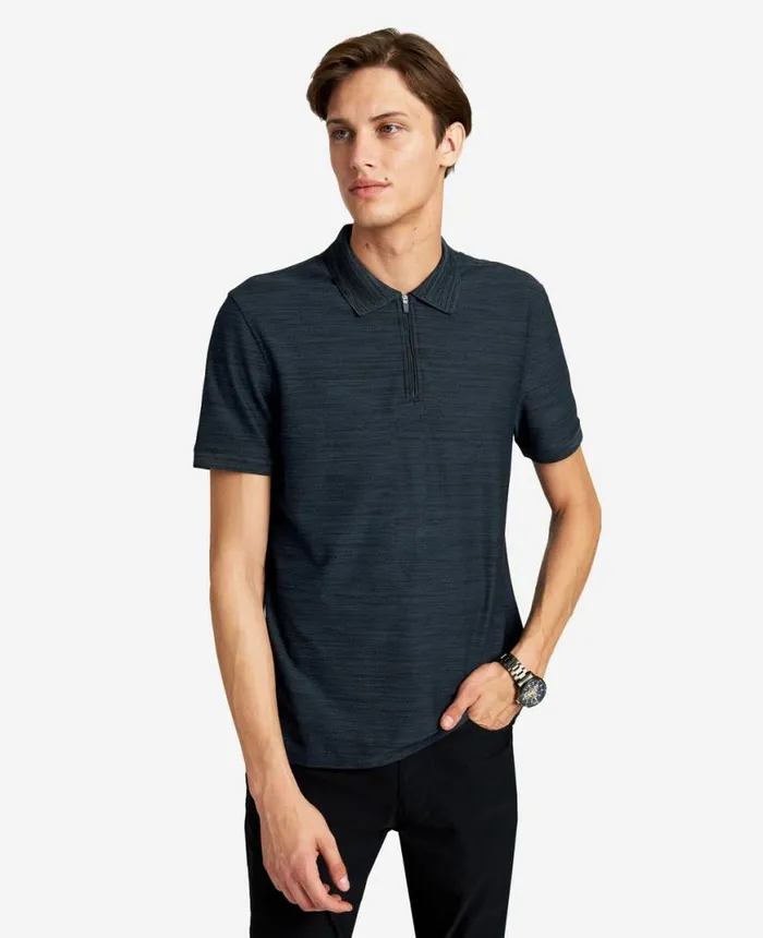 Polos and TShirts Men Kenneth Cole The Zipup Knit Polo Navy
