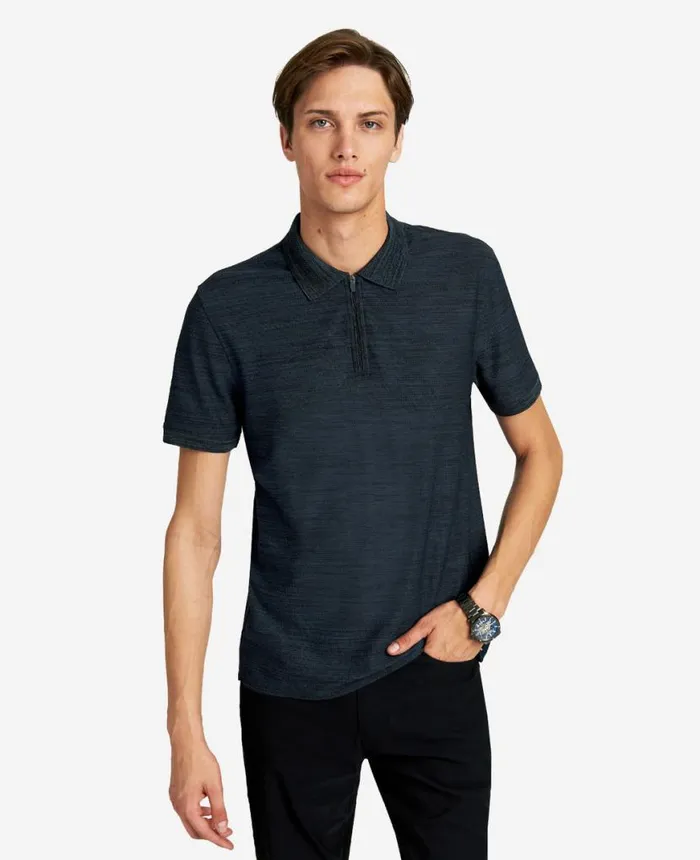Polos and TShirts Men Kenneth Cole The Zipup Knit Polo Navy Polos and TShirts Men Kenneth Cole The Zipup Knit Polo Navy