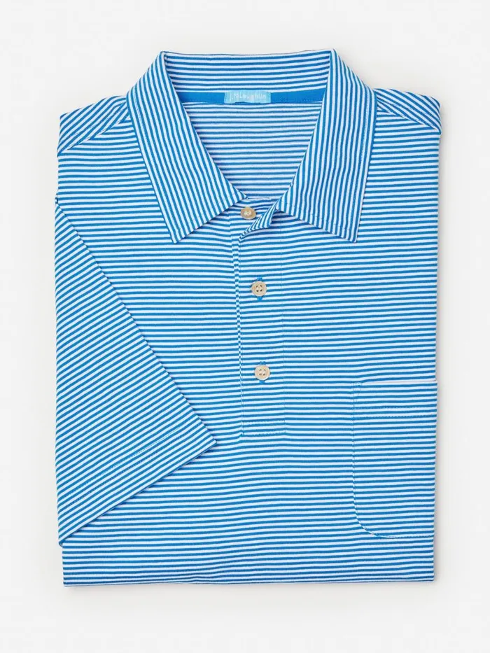 Polos Men JMcLaughlin Callahan Cotton Polo In Stripe French Bluewhite