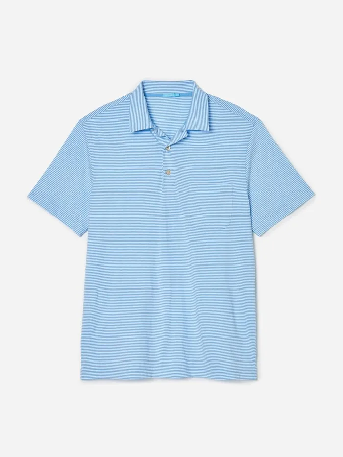 Polos Men JMcLaughlin Callahan Cotton Polo In Stripe New Wedgewoodwhite Polos Men JMcLaughlin Callahan Cotton Polo In Stripe New Wedgewoodwhite