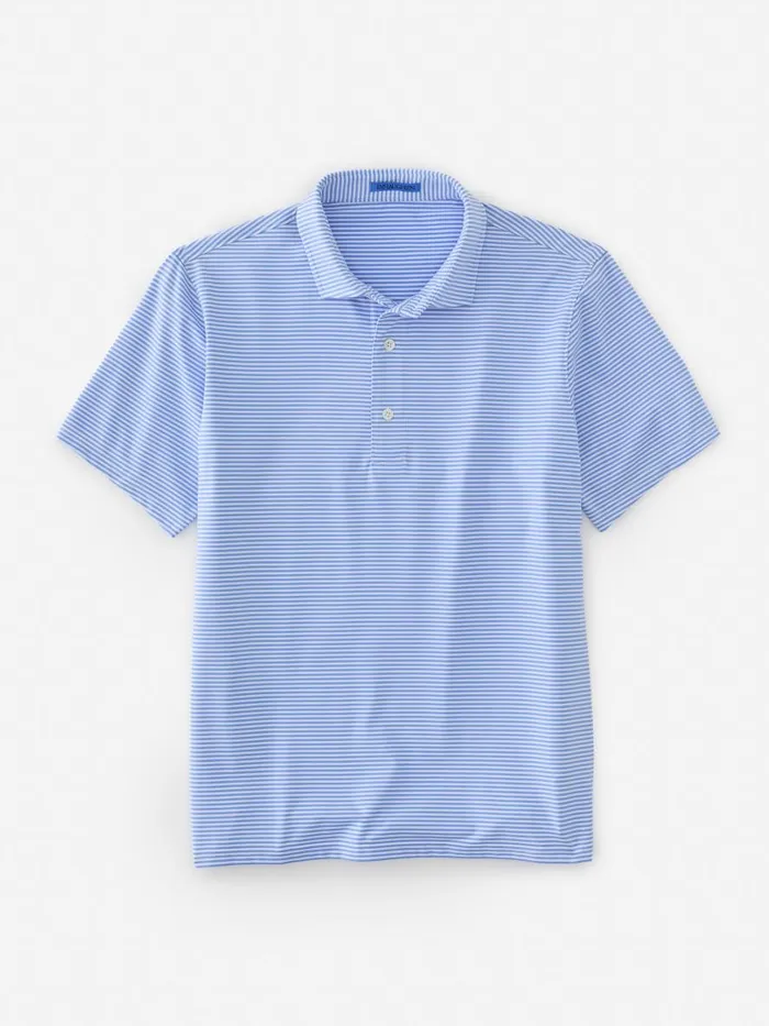Polos Men JMcLaughlin Peak Performance Polo In Stripe Whitelight Blue Polos Men JMcLaughlin Peak Performance Polo In Stripe Whitelight Blue