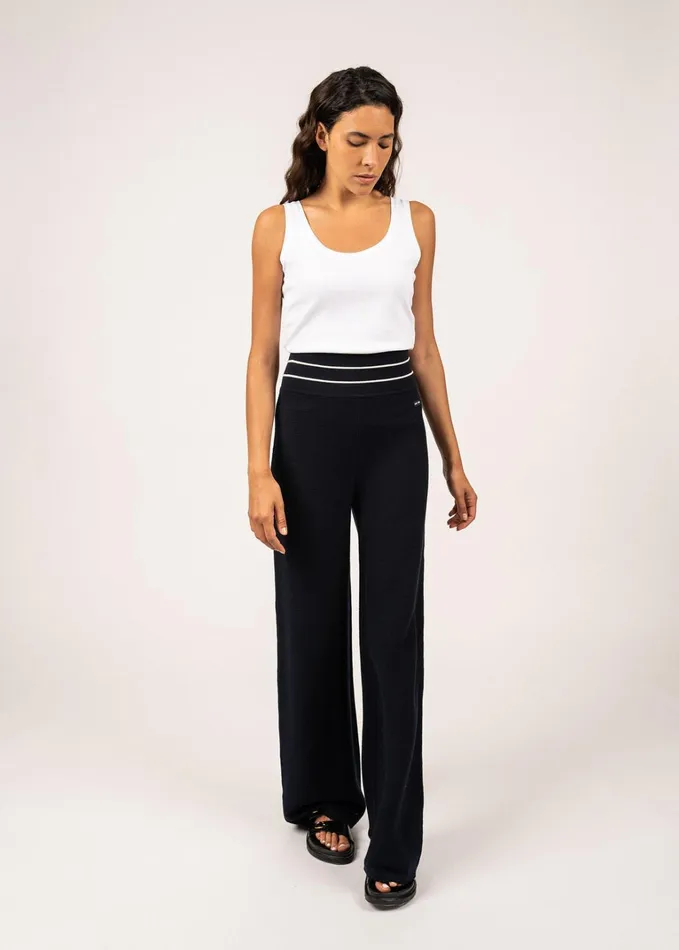 Ponton Wide Knit Pants By Isabelle Ballu 100 Cotton Navyivory Women Saint James Dresses Skirts and Pants Ponton Wide Knit Pants By Isabelle Ballu 100 Cotton Navyivory Women Saint James Dresses Skirts and Pants
