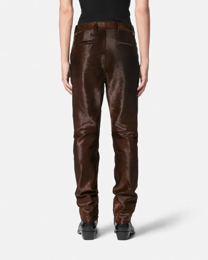 PonyEffect Leather Pants Brown Men Versace Blazers and Suits