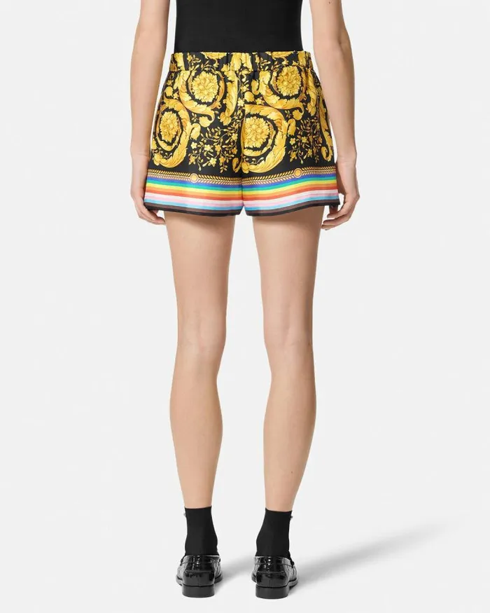 Pride Barocco Silk Boxer Short Blackprint Women Versace Pants and Shorts