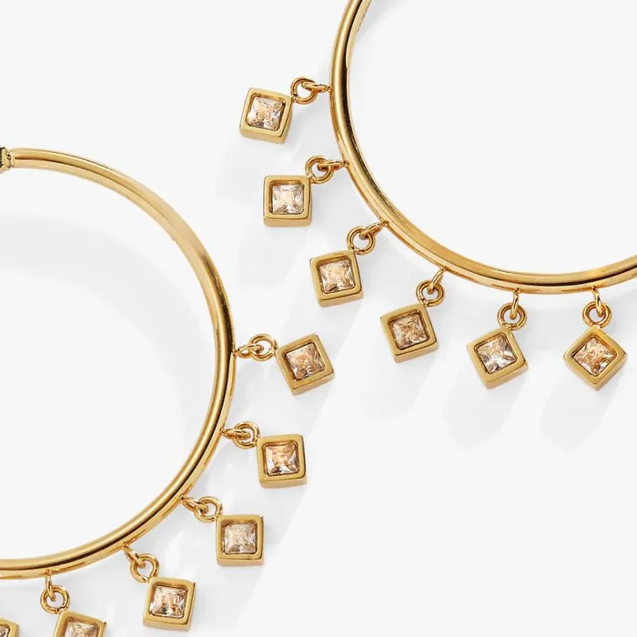 Princess Cut Crystal Hoop Earrings Stainless Steel Gold Women Alex And Ani Earrings Princess Cut Crystal Hoop Earrings Stainless Steel Gold Women Alex And Ani Earrings