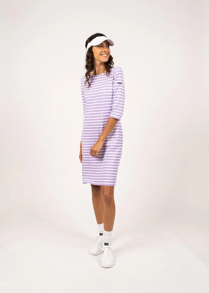 Propriano FormFitting Nautical Stripe Dress AntiUv Stretch Fabric Lilacwhite Women Saint James Dresses Skirts and Pants