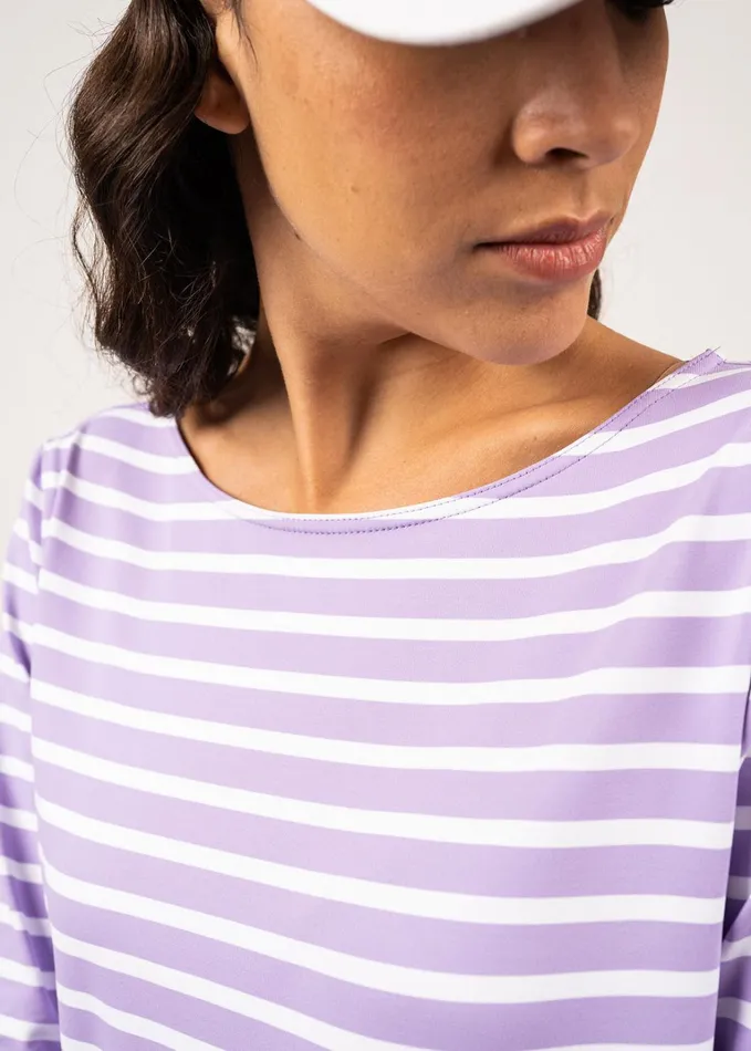 Propriano FormFitting Nautical Stripe Dress AntiUv Stretch Fabric Lilacwhite Women Saint James Dresses Skirts and Pants