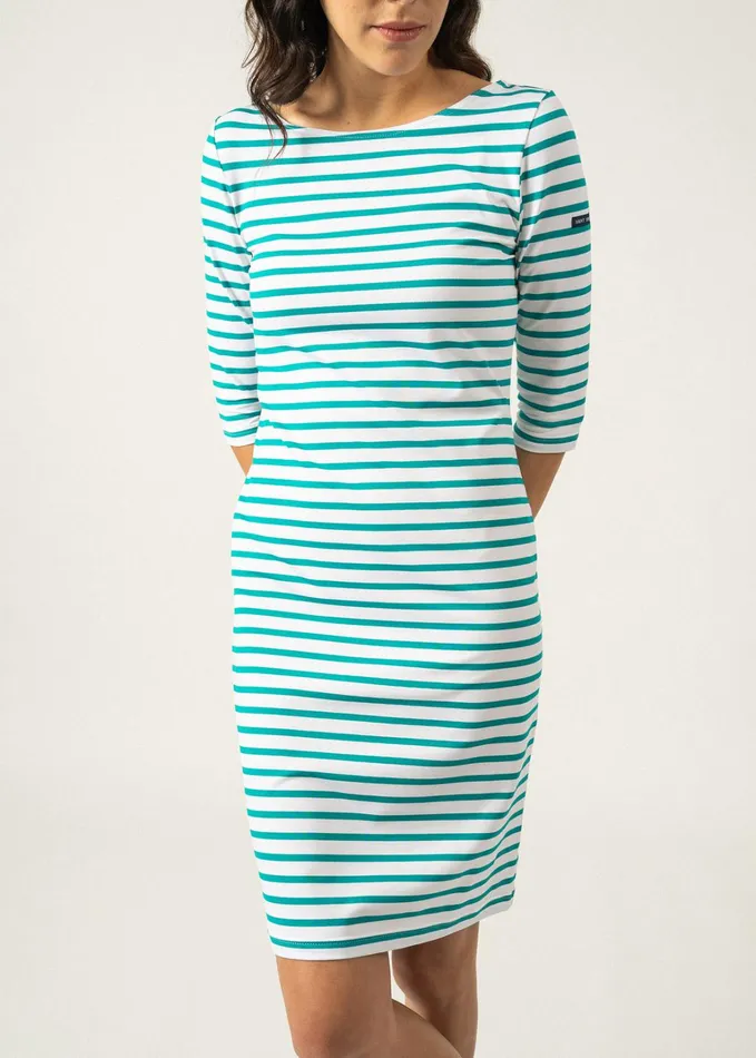 Propriano FormFitting Nautical Stripe Dress AntiUv Stretch Fabric Whiteabsinthegreen Women Saint James Dresses Skirts and Pants