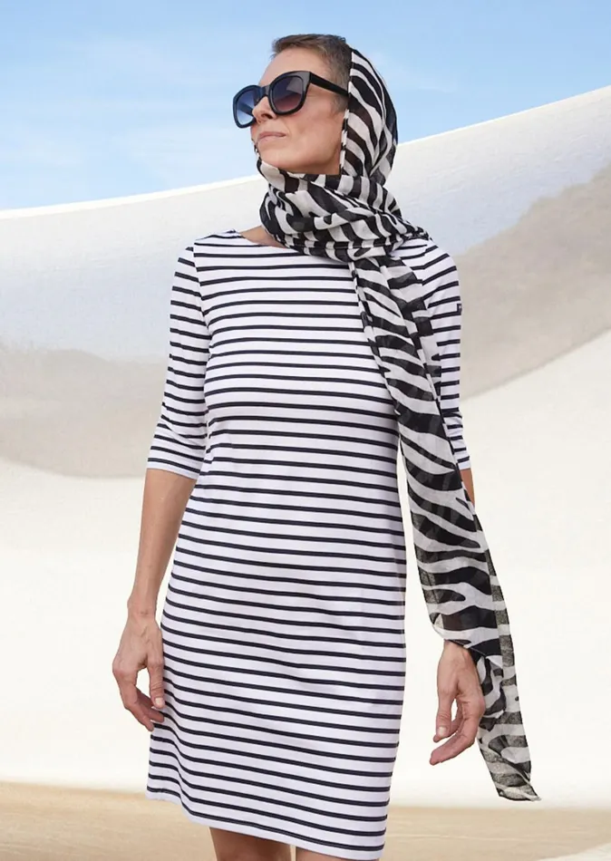 Propriano FormFitting Nautical Stripe Dress AntiUv Stretch Fabric Whitenavy Women Saint James Dresses Skirts and Pants