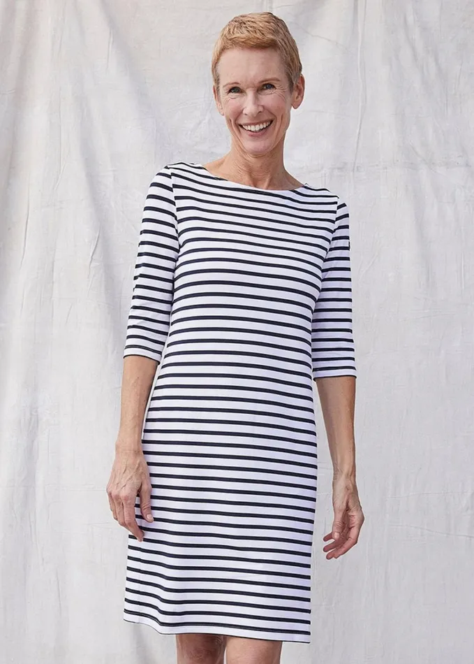 Propriano FormFitting Nautical Stripe Dress AntiUv Stretch Fabric Whitenavy Women Saint James Dresses Skirts and Pants