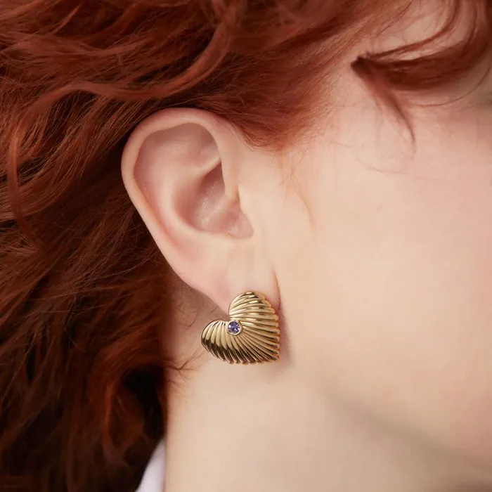 Puffy Heart Statement Earrings Gold Women Alex And Ani Earrings