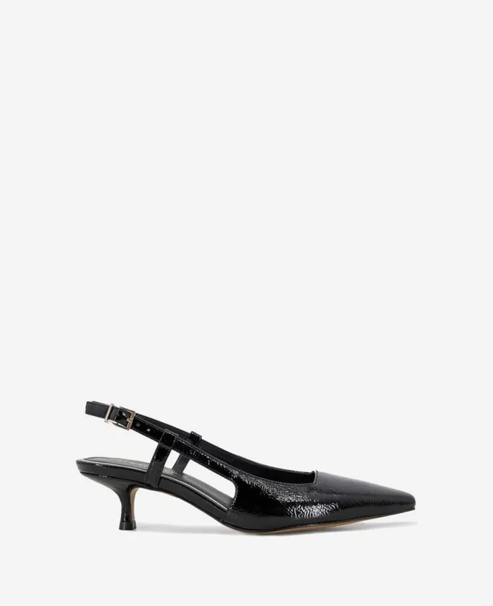 Pumps and Heels Women Kenneth Cole Martha Slingback Heel Black Crinkle Patent