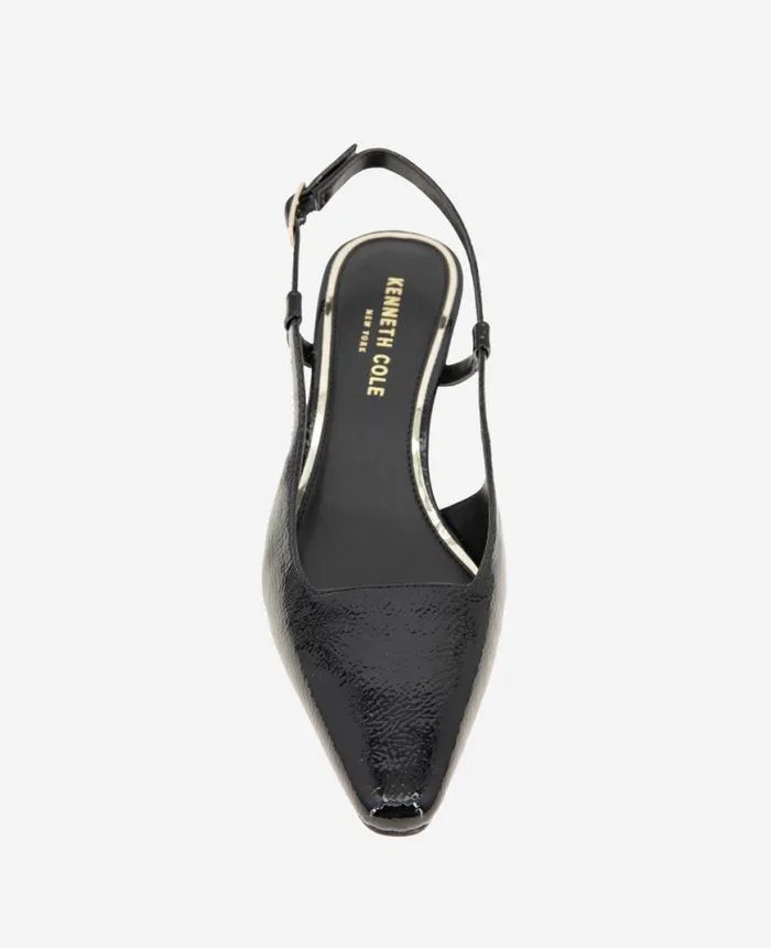 Pumps and Heels Women Kenneth Cole Martha Slingback Heel Black Crinkle Patent
