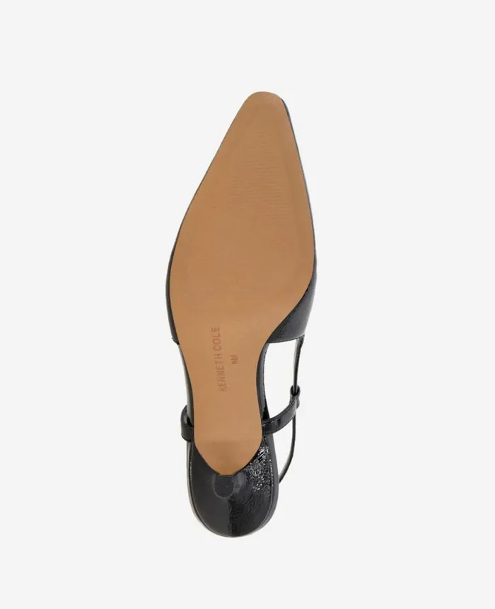 Pumps and Heels Women Kenneth Cole Martha Slingback Heel Black Crinkle Patent