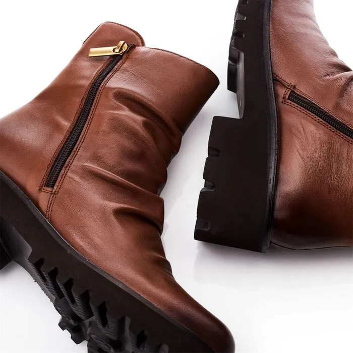 Riding And Flat Boots Women Moda In Pelle Calandra Tan Leather