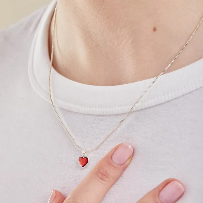 Ruby Heart Necklace July Birthstone Silver Women Alex And Ani Necklaces