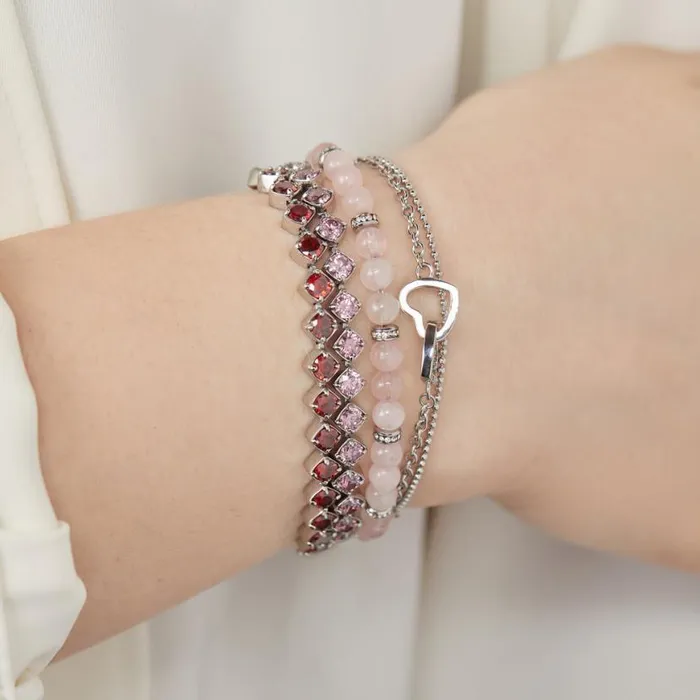 Ruby Luster Stranded Bracelet Set Stainless Steel Silver Women Alex And Ani Fine Jewelry Ruby Luster Stranded Bracelet Set Stainless Steel Silver Women Alex And Ani Fine Jewelry