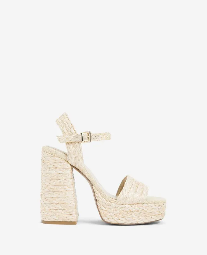 Sandals and Wedges Women Kenneth Cole Dolly Ankle Strap Platform Heeled Sandal Natural Raffia Sandals and Wedges Women Kenneth Cole Dolly Ankle Strap Platform Heeled Sandal Natural Raffia