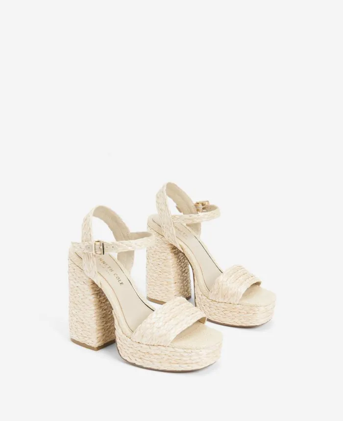 Sandals and Wedges Women Kenneth Cole Dolly Ankle Strap Platform Heeled Sandal Natural Raffia Sandals and Wedges Women Kenneth Cole Dolly Ankle Strap Platform Heeled Sandal Natural Raffia